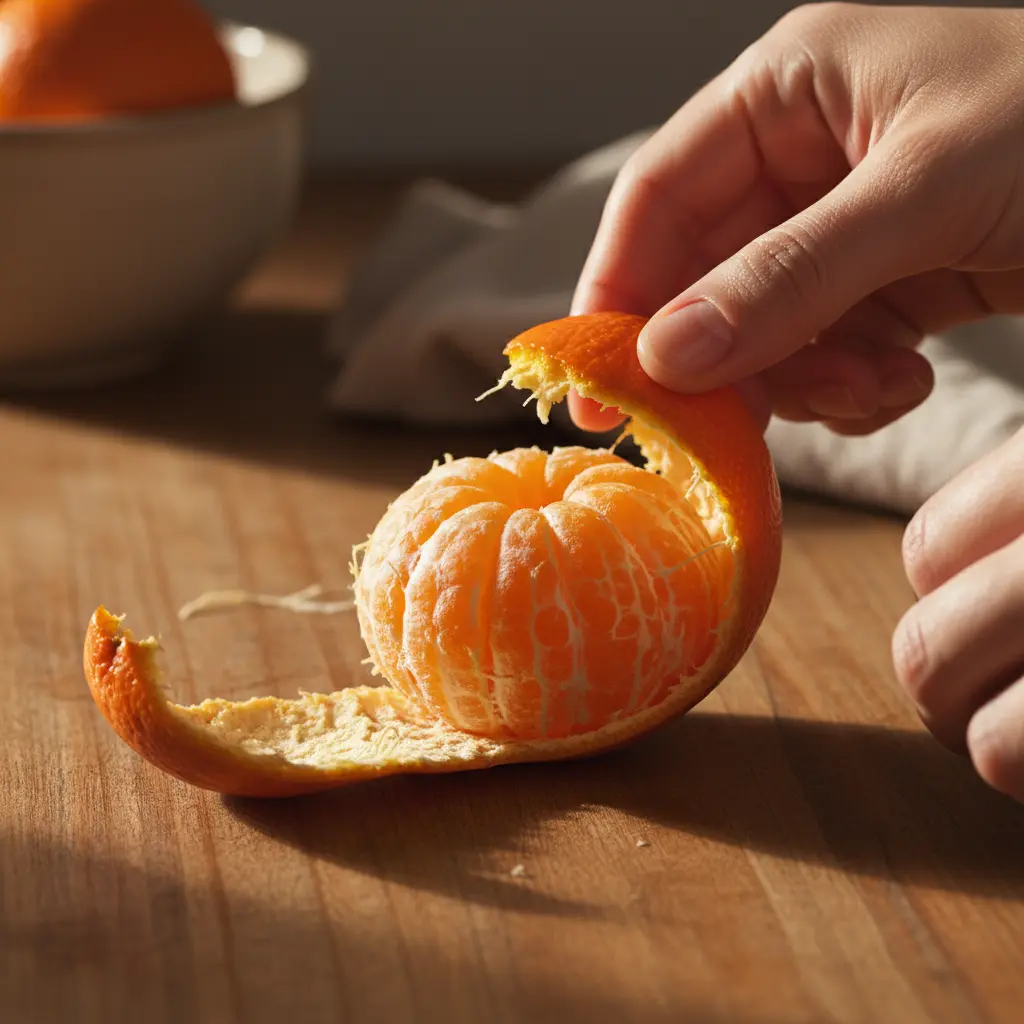 Mandarina Murcott de color naranja intenso en el árbol